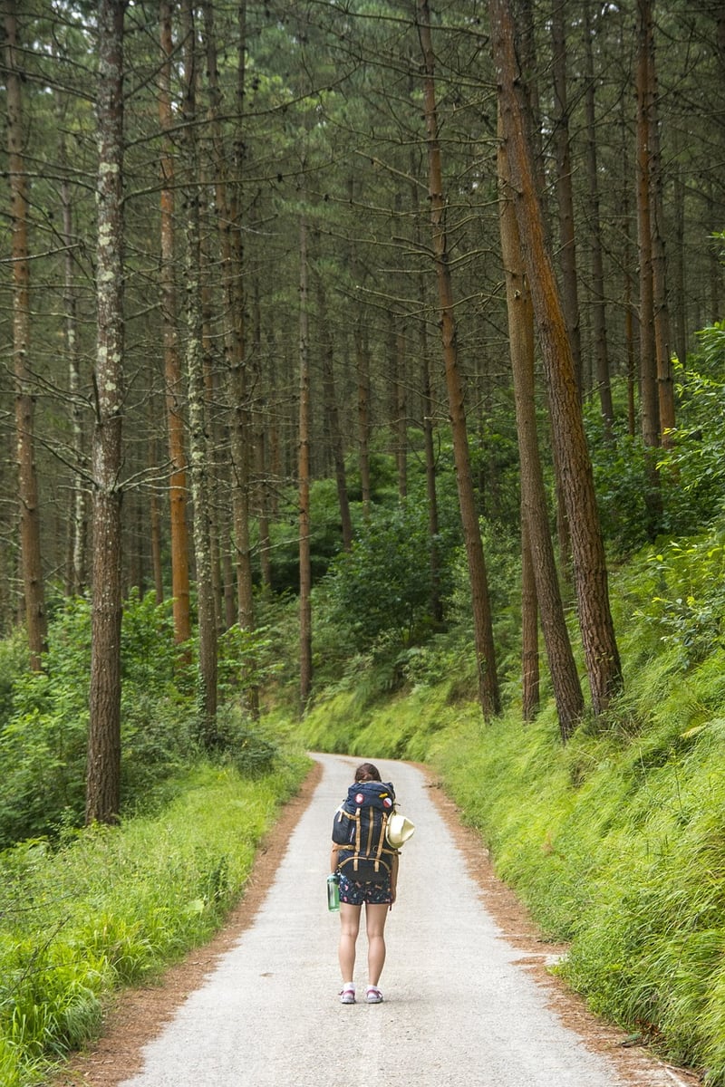 Woman walking in a forest